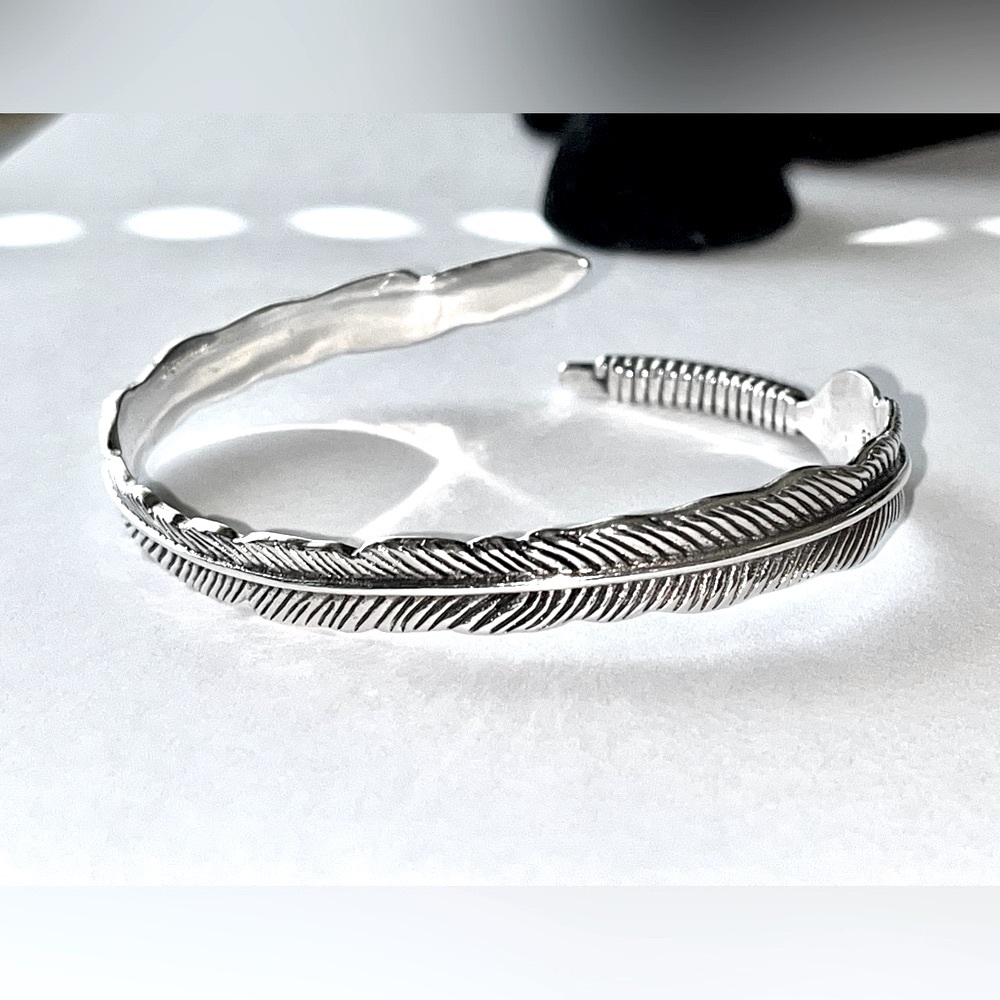 ✨925 Sterling Silver Angle Feather Wrap Adjustable Bangle Bracelet
